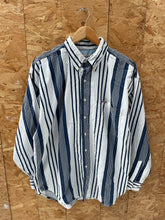 Vintage 90s Benchline Men's L Blue & White Striped Long Sleeve Shirt